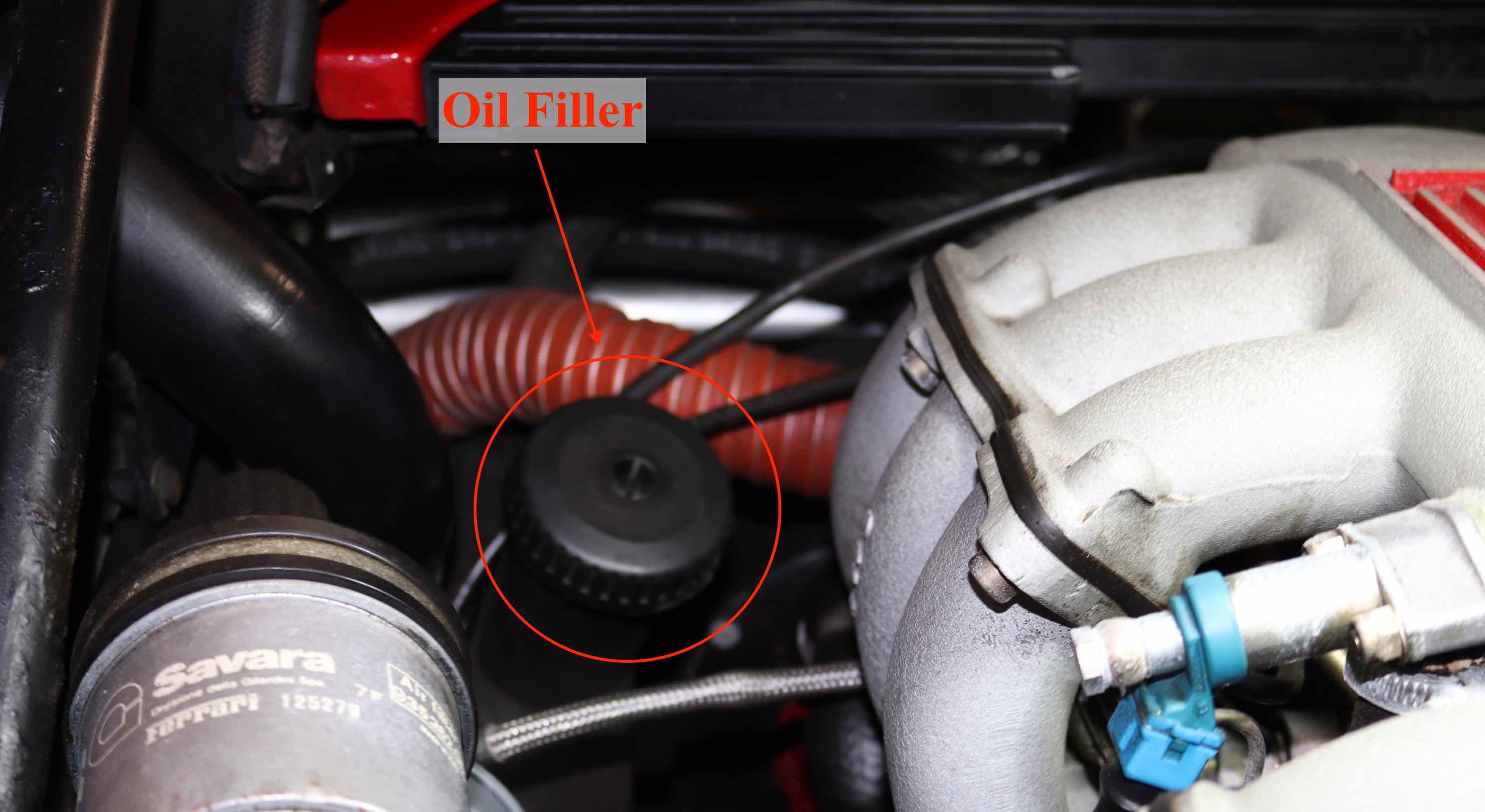 Ferrari Testarossa oil filler location